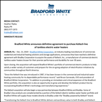 Bradford White announces definitive agreement to purchase Keltech line of tankless electric water heaters.